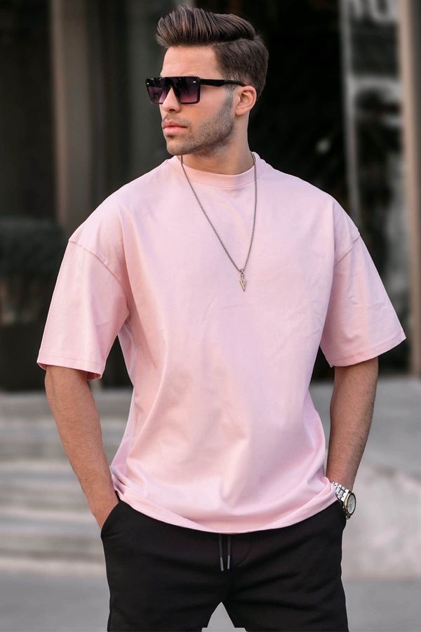 Madmext Madmext Men's Powder Pink Oversize Fit Basic T-Shirt 6066