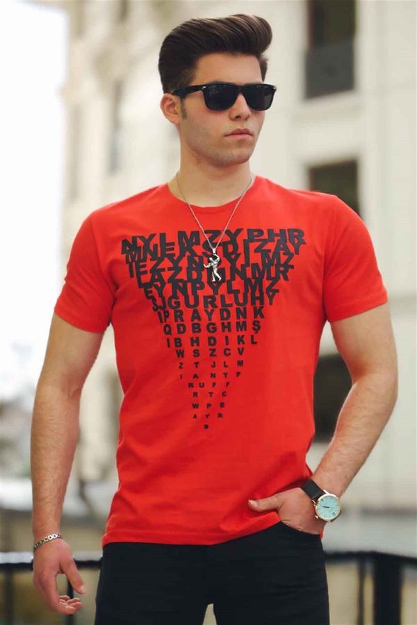 Madmext Madmext Men's Printed Red T-Shirt 4471