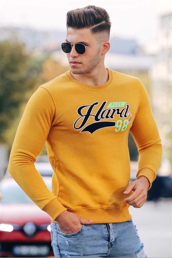 Madmext Madmext Men's Printed Yellow Sweatshirt 4375