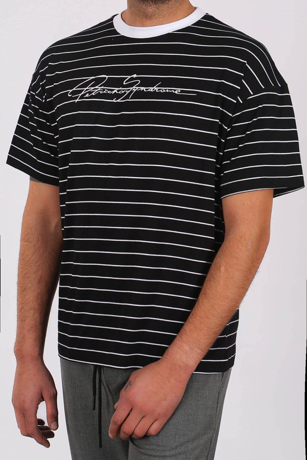 Madmext Madmext Men's Striped Black T-Shirt 5801