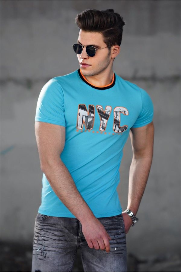 Madmext Madmext Men's Turquoise Printed T-Shirt 4606
