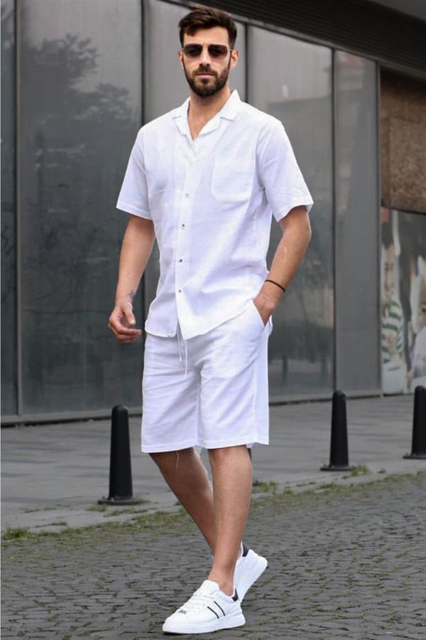 Madmext Madmext Men's White Basic Oversized Shirt Set 5588