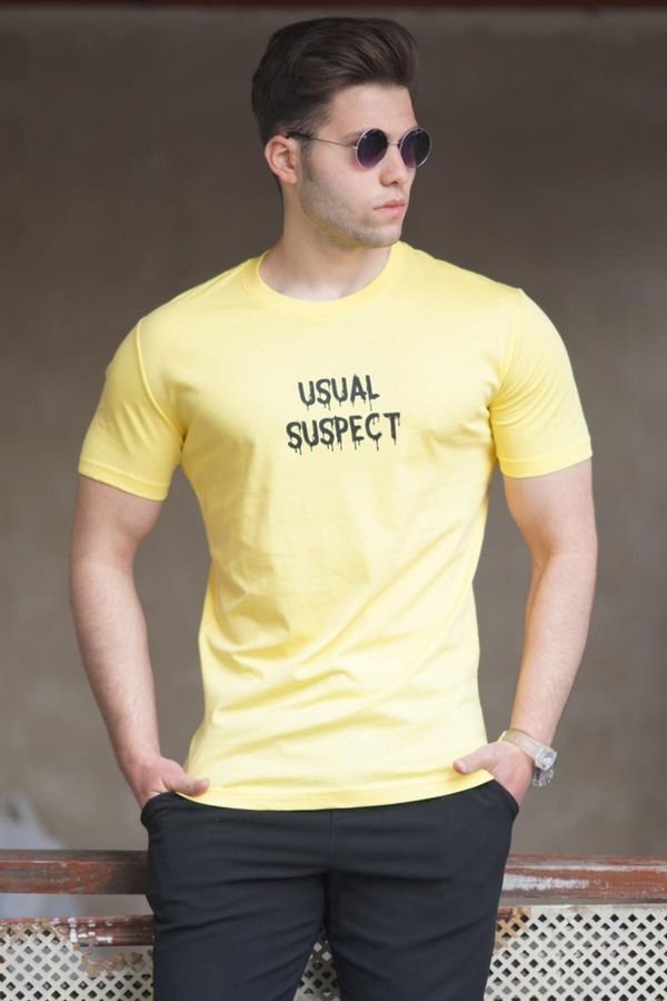 Madmext Madmext Men's Yellow Printed T-Shirt 5275