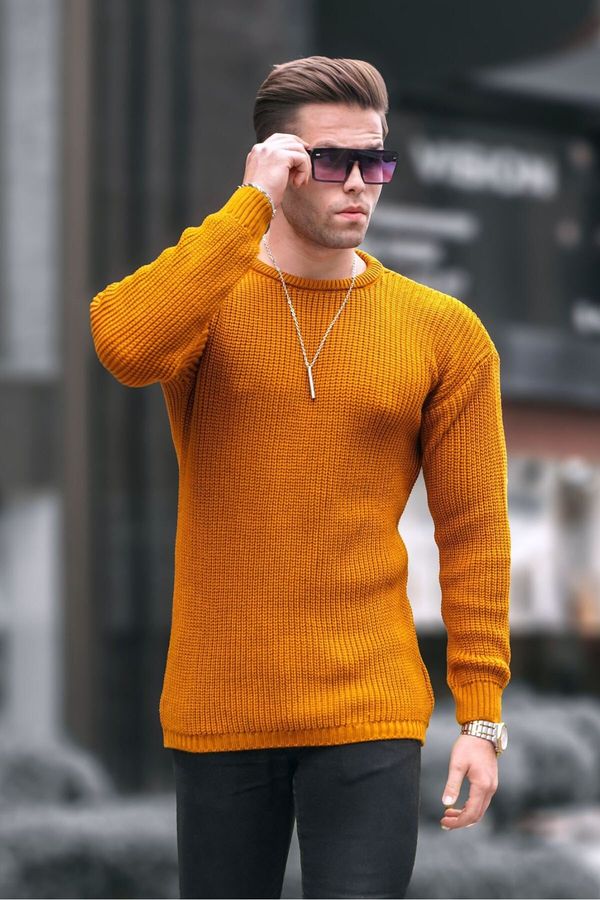 Madmext Madmext Mustard Basic Knitwear Men's Sweater 5990