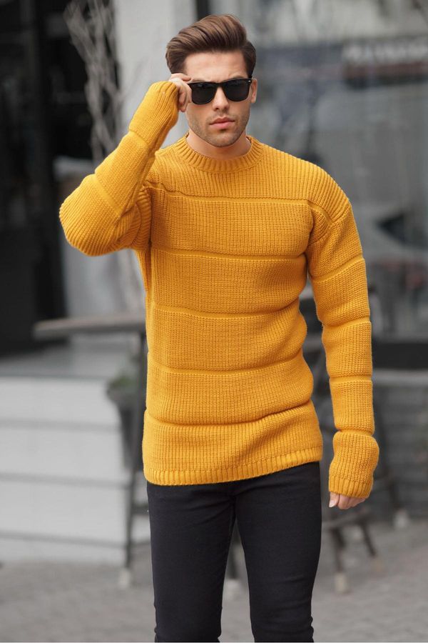 Madmext Madmext Mustard Crew Neck Knitted Sweater 6855