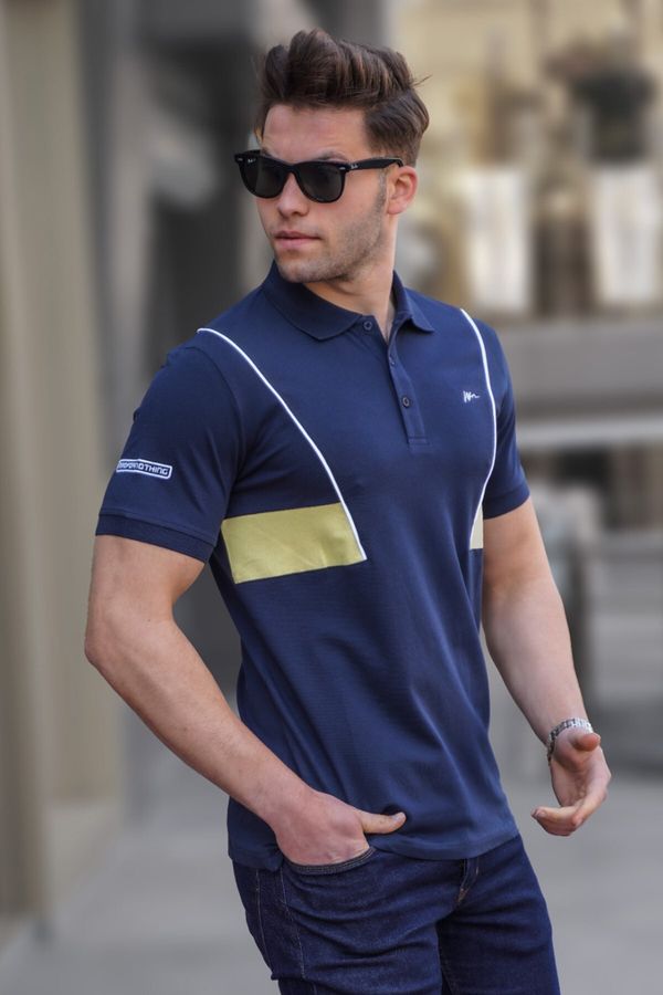 Madmext Madmext Navy Blue Polo Collar Men's T-Shirt 5243