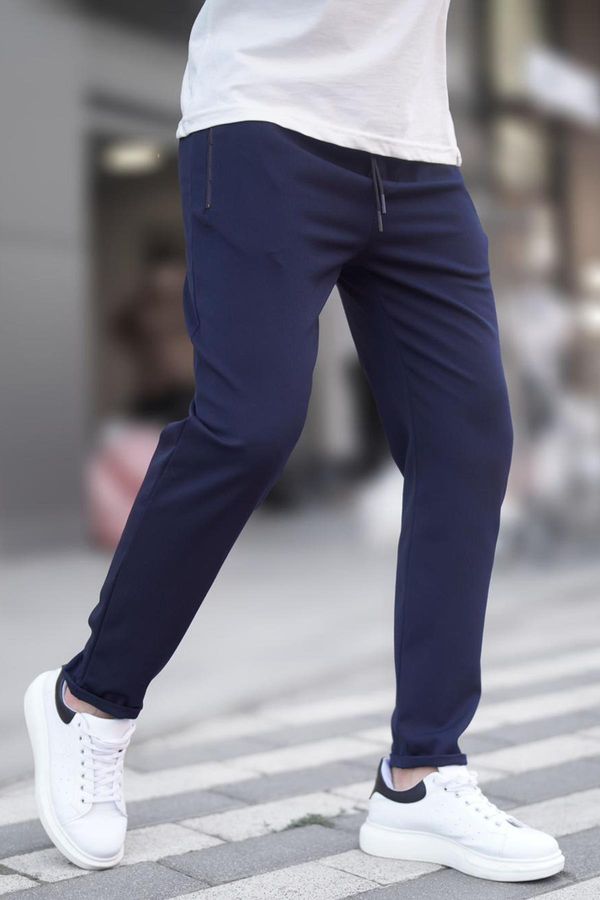 Madmext Madmext Navy Blue Zipper Detail Men's Trousers 6520