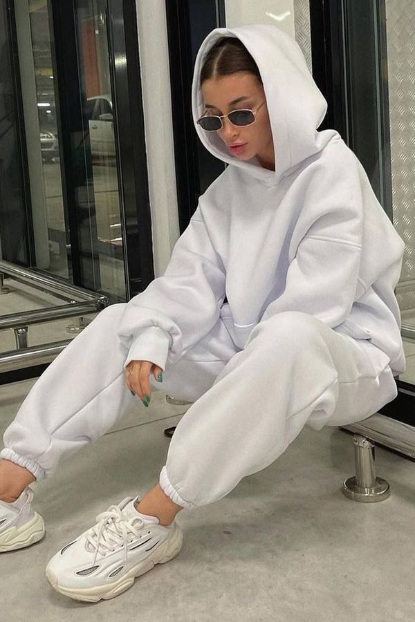 Madmext Madmext Oversized Women's Tracksuit Set With Ecru Hoodie