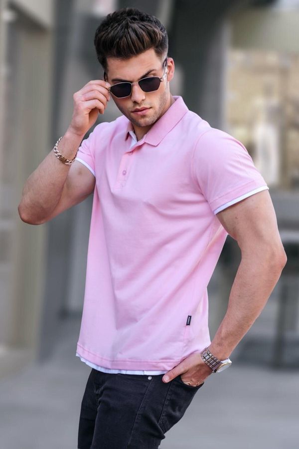 Madmext Madmext Pink Basic Polo Neck T-Shirt 5885