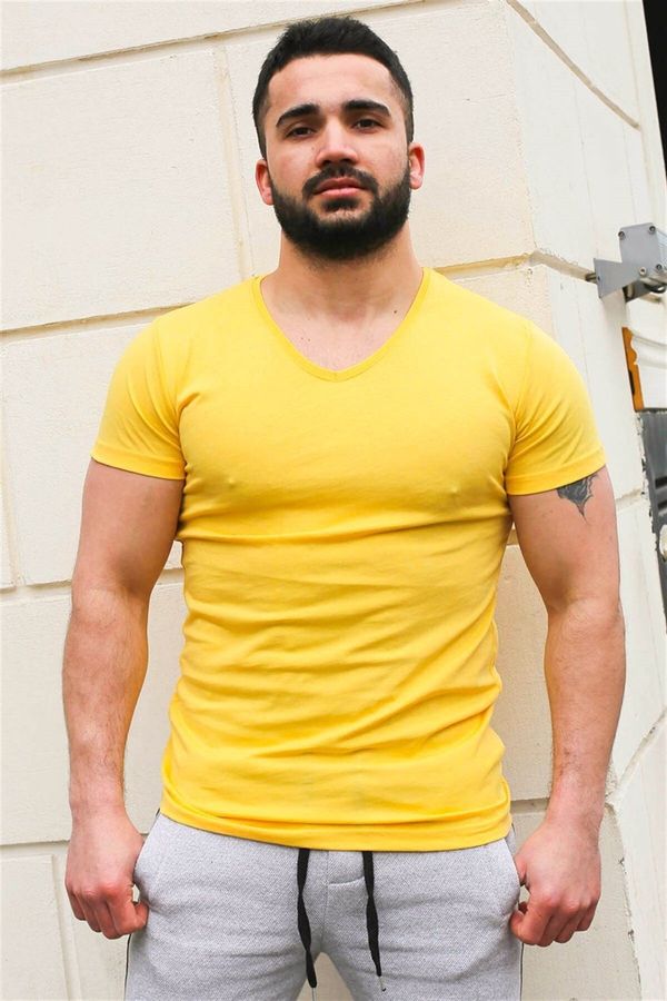 Madmext Madmext Plain Basic Yellow T-Shirt 3005