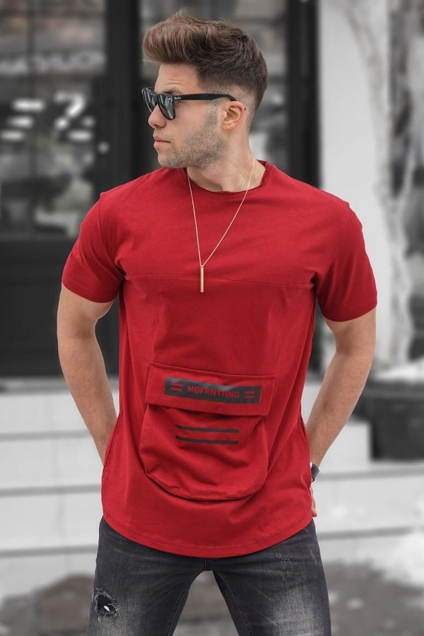 Madmext Madmext Printed Claret Red T-shirt 5359