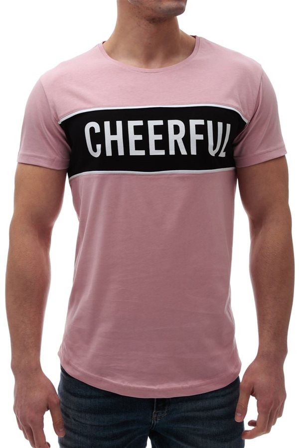 Madmext Madmext Printed Crew Neck Pink T-Shirt 2881