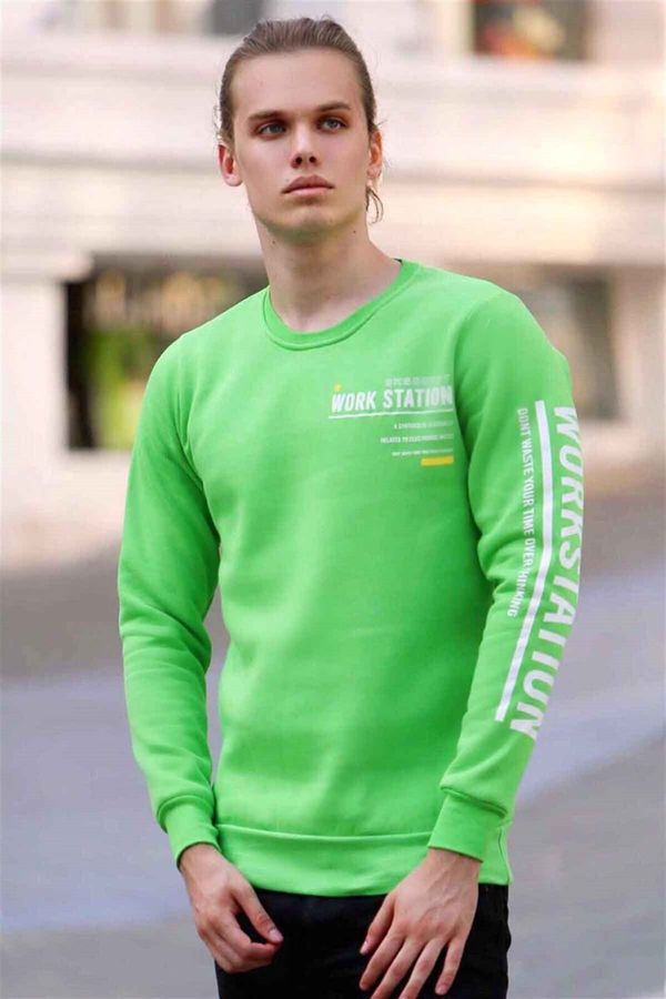 Madmext Madmext Printed Neon Green Sweatshirt 4161
