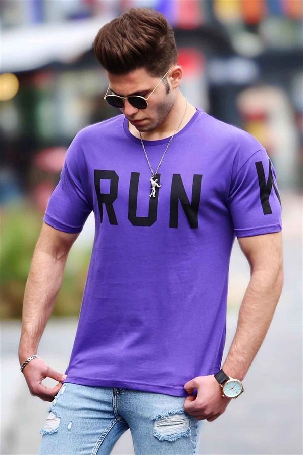 Madmext Madmext Printed Purple T-Shirt 3035