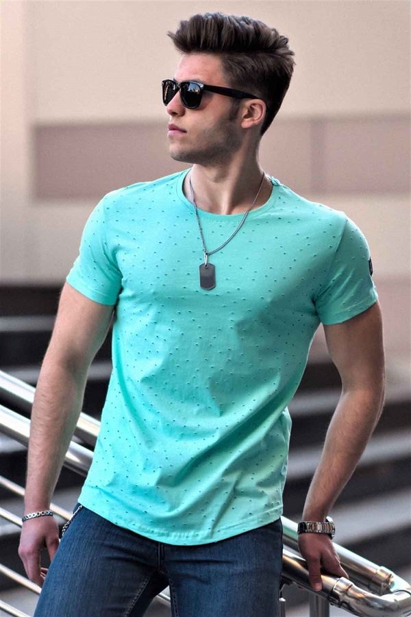Madmext Madmext Ripped Detailed Turquoise T-Shirt 2883