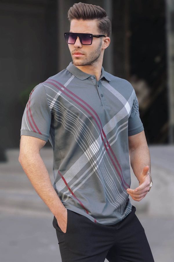 Madmext Madmext Smoked Patterned Polo Neck Men's T-Shirt 6079