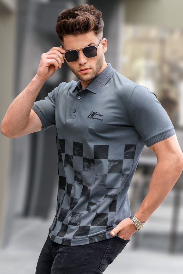 Madmext Madmext Smoky Patterned Men's Polo Neck T-Shirt 5871