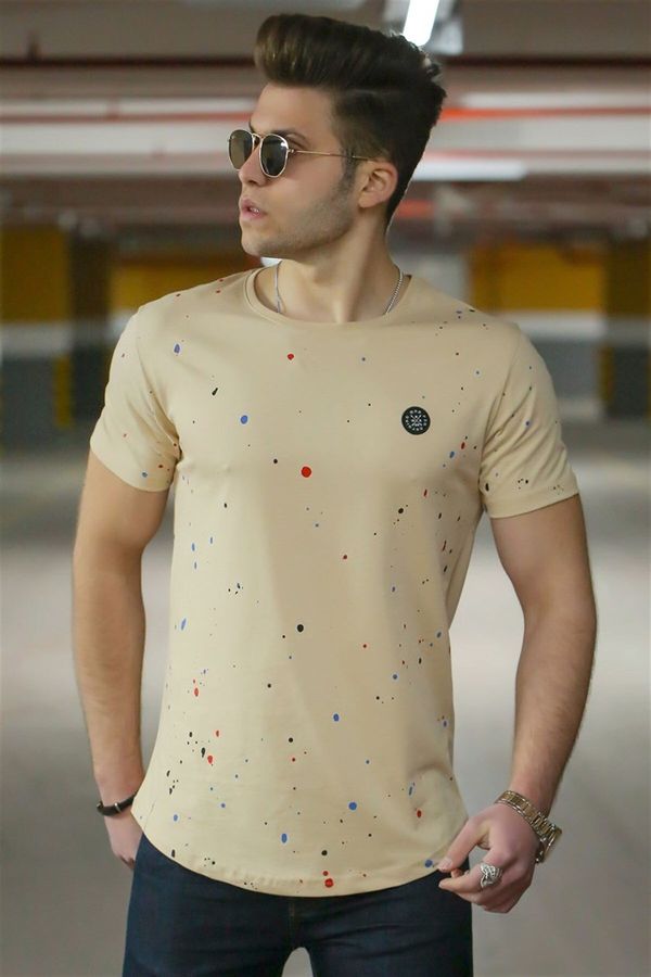 Madmext Madmext Spray Pattern Camel Men's T-Shirt 4505
