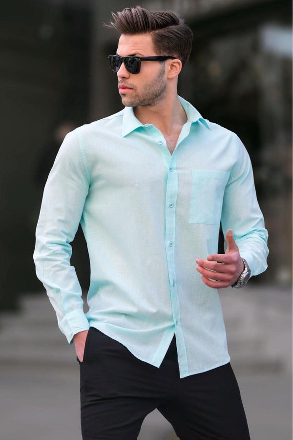 Madmext Madmext Turquoise Regular Fit Men's Shirt 5592