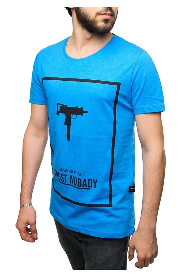 Madmext Madmext Uzi Printed Blue T-Shirt 2533