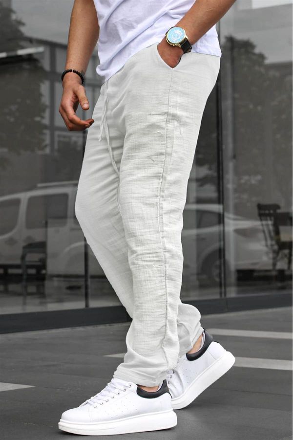 Madmext Madmext White Muslin Fabric Men's Basic Trousers 6507