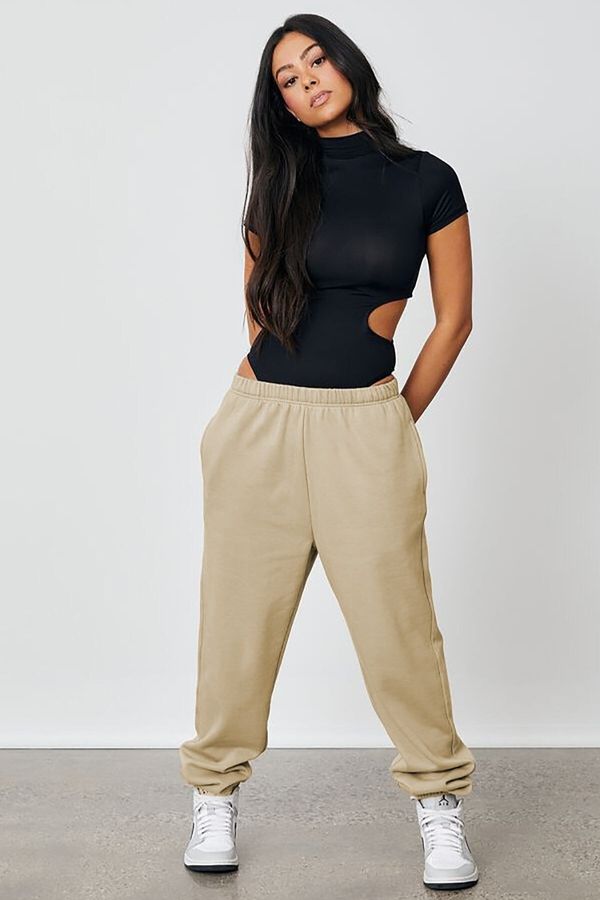 Madmext Madmext Women's Beige Oversized Sweatpants with Elastic Waist