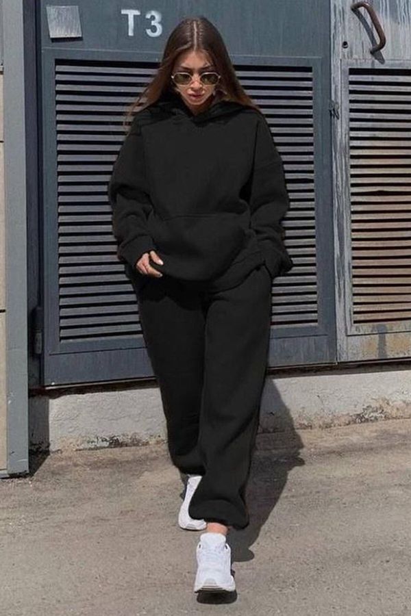 Madmext Madmext Women's Black Hooded Oversize Tracksuit