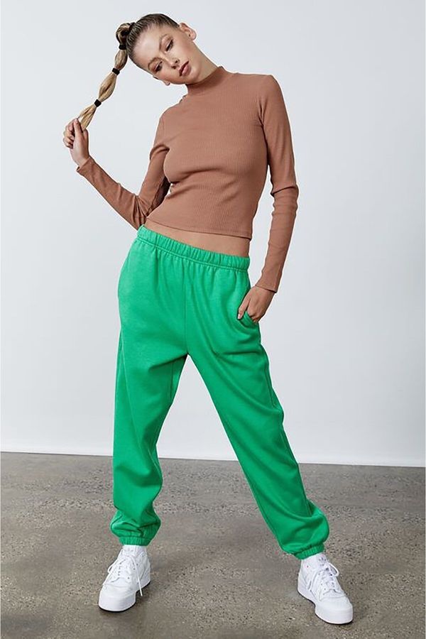 Madmext Madmext Women's Green Oversized Sweatpants With Elastic Waist,