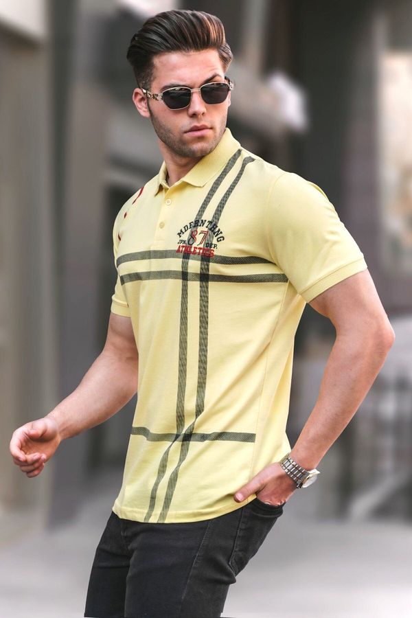 Madmext Madmext Yellow Patterned Polo Neck Men's T-Shirt 5872