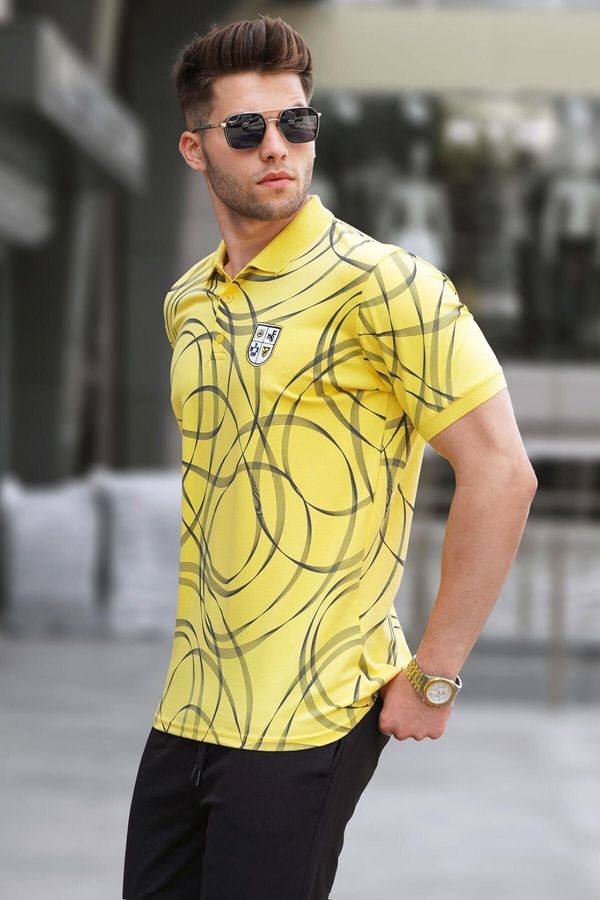 Madmext Madmext Yellow Patterned Polo Neck T-Shirt 5873