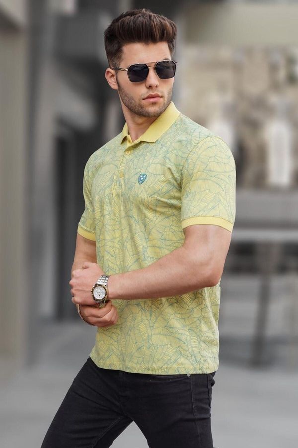 Madmext Madmext Yellow Patterned Polo Neck T-Shirt 5876