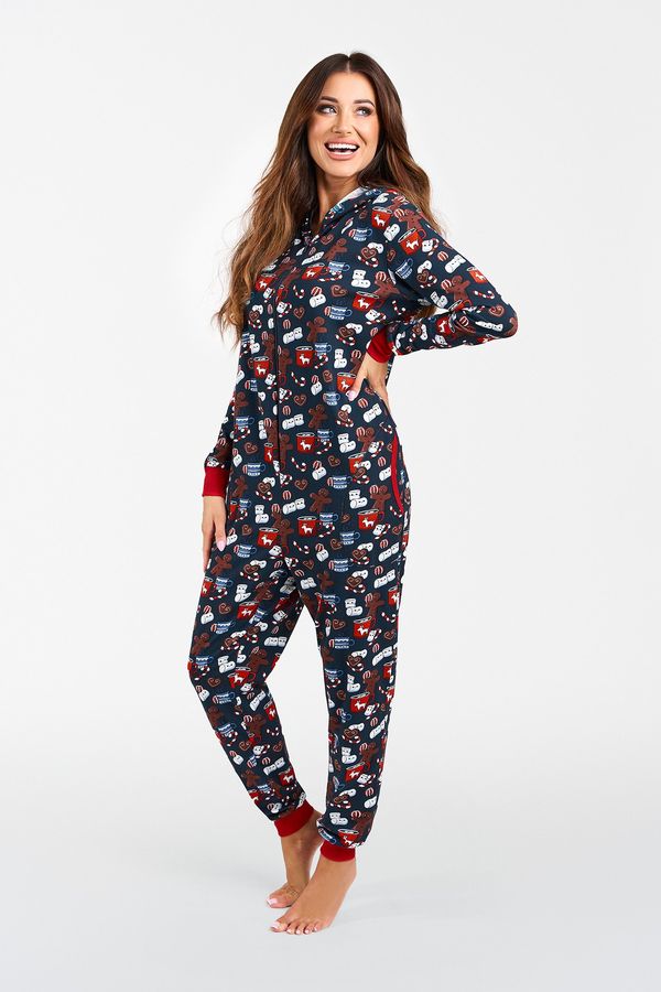 Italian Fashion Makala women's jumpsuit with long sleeves, long pants - print