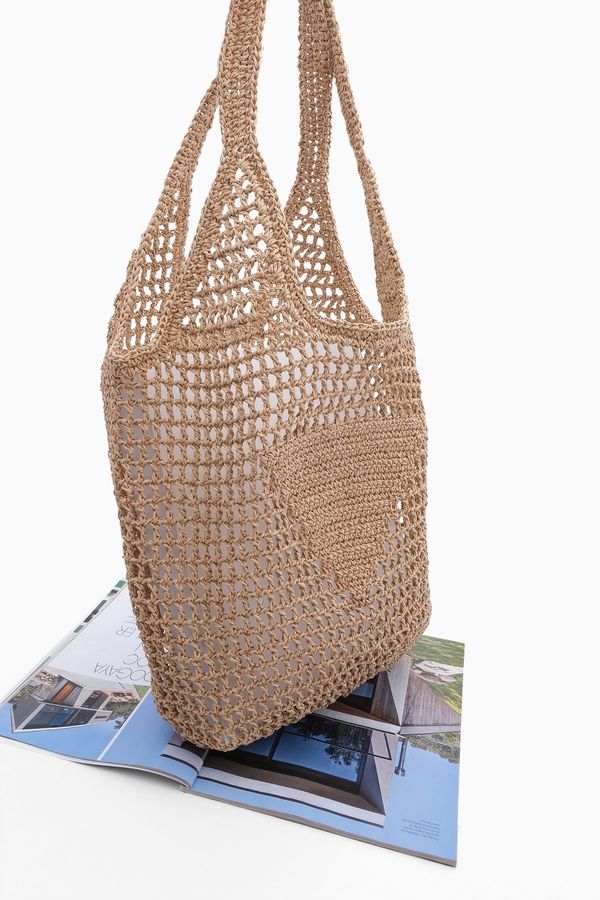 Marjin Marjin Women's Handmade Knitted Shoulder Bag Tayes Natural Straw