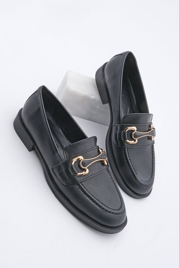 Marjin Marjin Women's Loafer Buckle Casual Shoes Larista Black