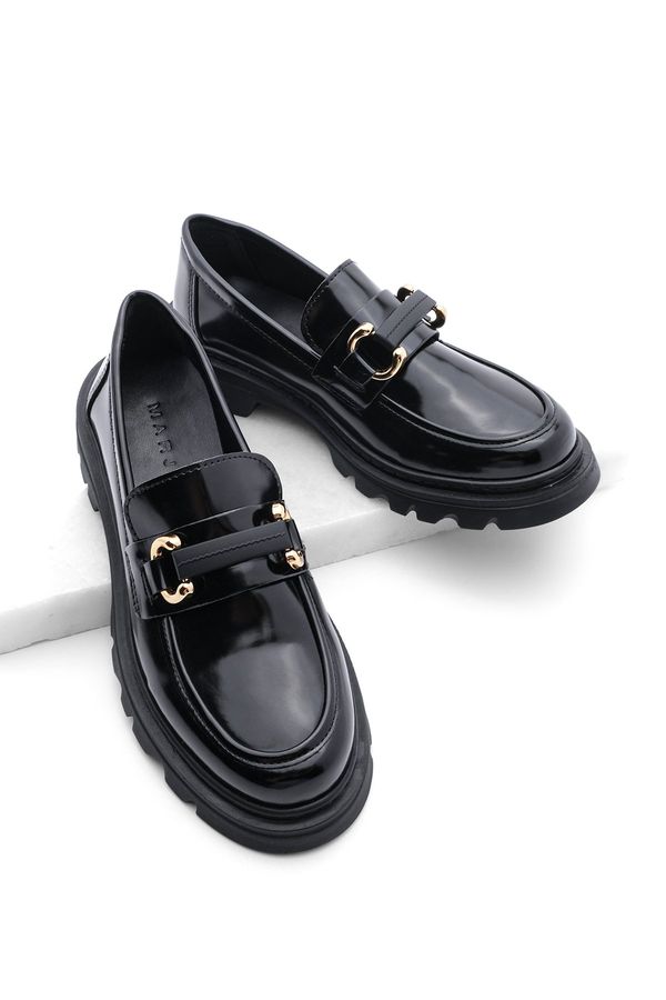 Marjin Marjin Women's Loafers High Sole Buckle Casual Shoes Kinles Black