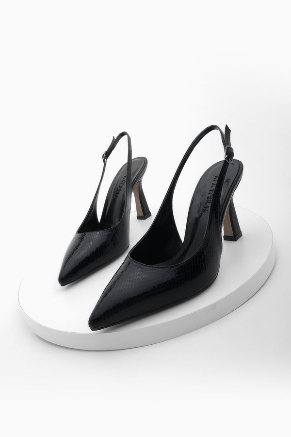 Marjin Marjin Women's Stiletto Open Back Pointed Toe Evening Dress Heels Tosve Black