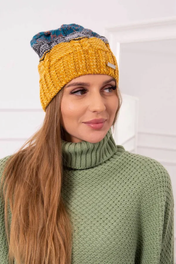 marka niezdefiniowana marka niezdefiniowana Cap with fleece Dolores K303 mustard+black+marine