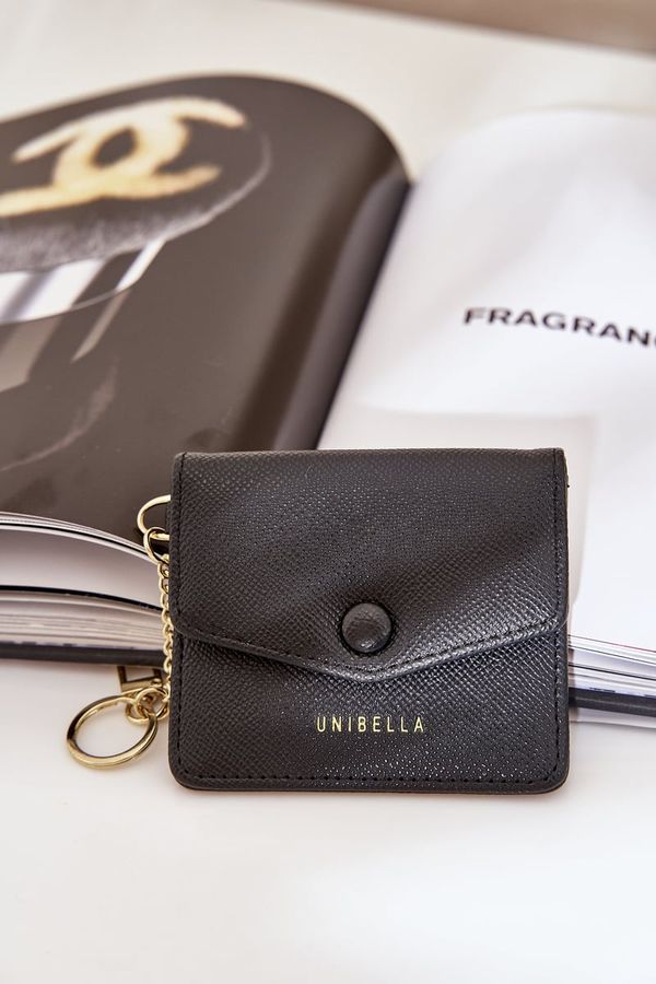 marka niezdefiniowana marka niezdefiniowana Card Holder With Golden Keychain Eco Leather Black Iritinme