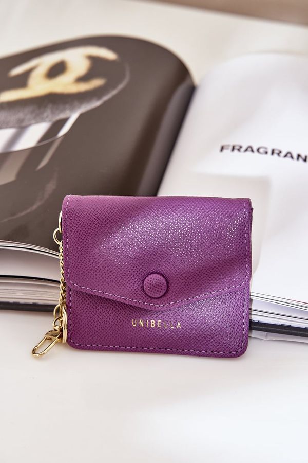 marka niezdefiniowana marka niezdefiniowana Card Holder With Golden Keychain Eco Leather Purple Iritinme