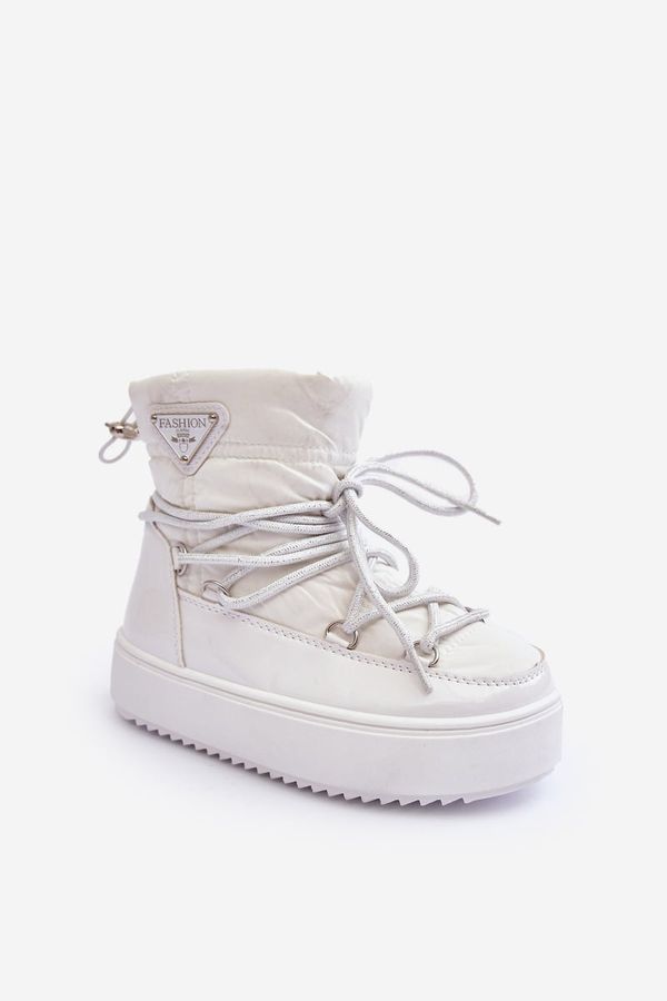 marka niezdefiniowana marka niezdefiniowana Children's Snow Boots Lined Lace-up White Colina