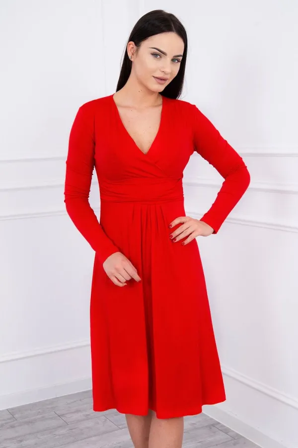 marka niezdefiniowana marka niezdefiniowana Dress cut under the bust, long sleeve red