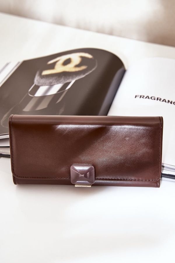 marka niezdefiniowana marka niezdefiniowana Eco Leather Smooth Women's Wallet Chocolate Erolia
