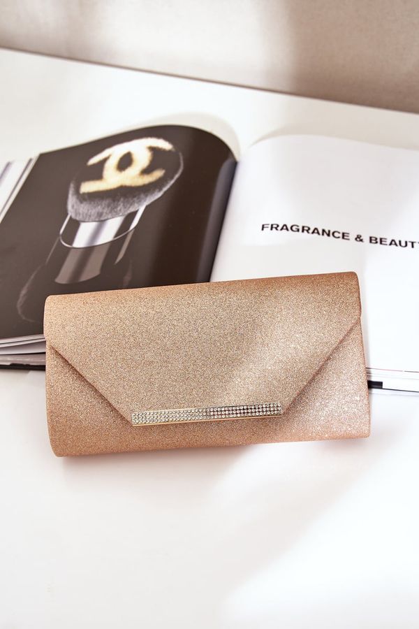 marka niezdefiniowana marka niezdefiniowana Elegant Clutch Bag With Glitter Rose Gold Remiala
