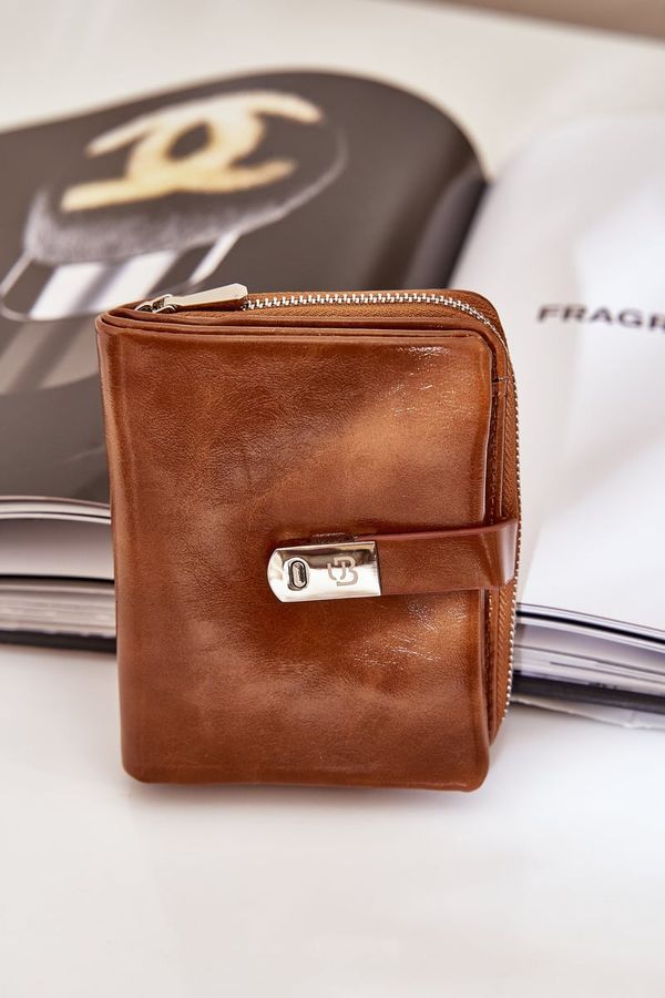 marka niezdefiniowana marka niezdefiniowana Lacquered Women's Wallet Brown Yathika