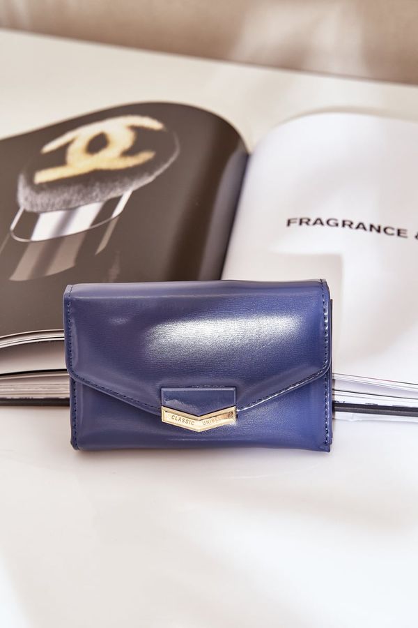 marka niezdefiniowana marka niezdefiniowana Lacquered Women's Wallet Dark Blue Rahner