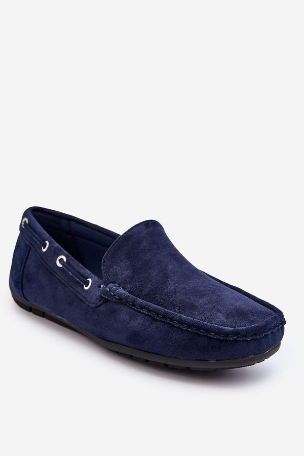 marka niezdefiniowana marka niezdefiniowana Men's Suede Slip-On Loafers Dark Blue Rayan