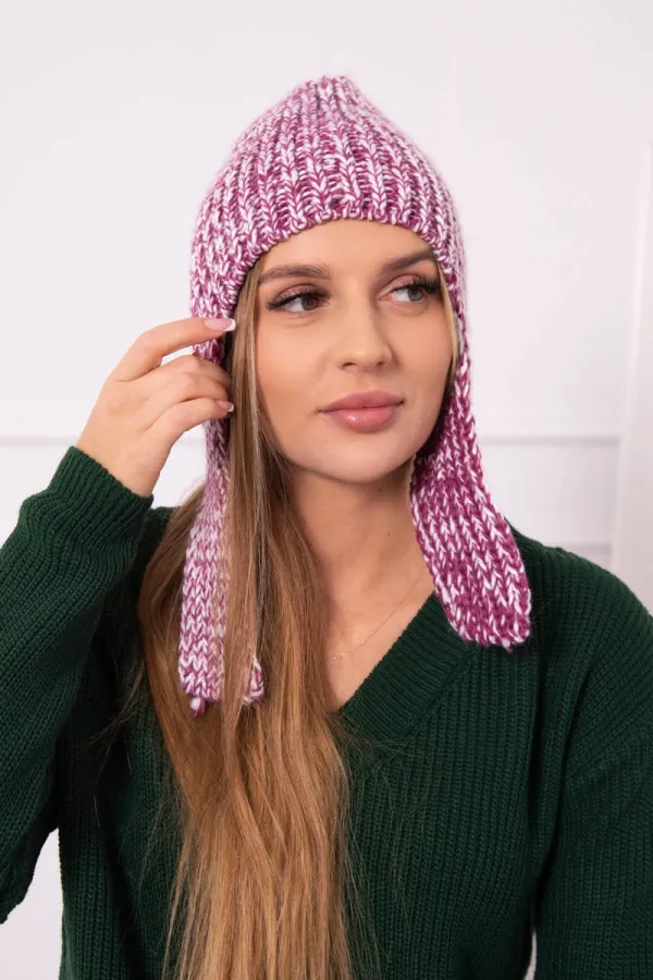 marka niezdefiniowana marka niezdefiniowana Women's long eared cap Jana K314 purple+white