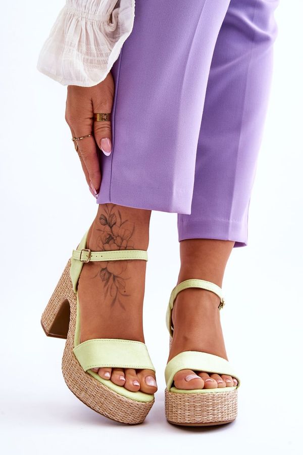 marka niezdefiniowana marka niezdefiniowana Women's Openwork Suede Boots Green Enrissa