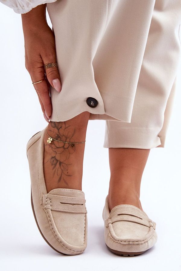 marka niezdefiniowana marka niezdefiniowana Women's Suede Moccasins Beige Lenvie