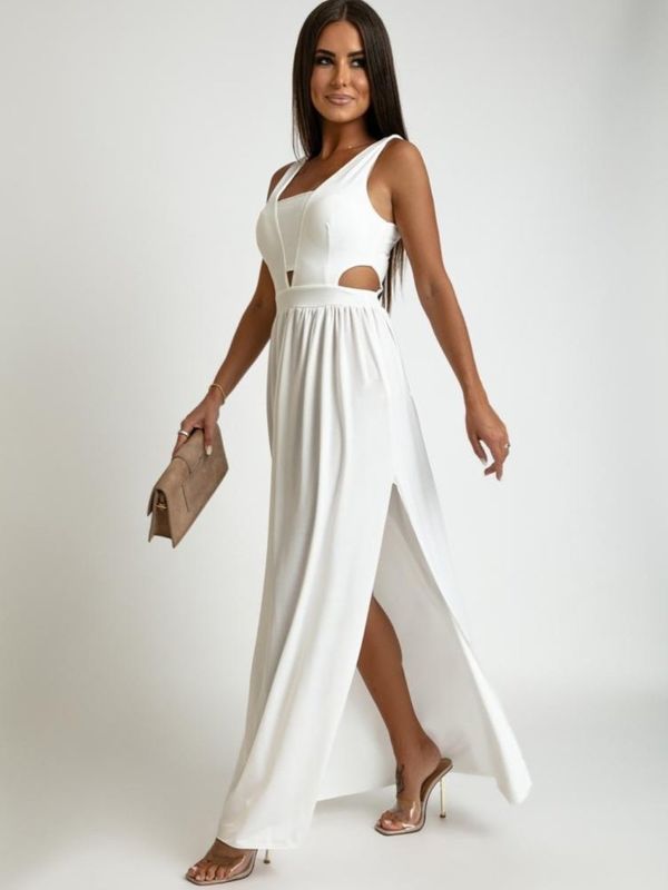 FASARDI Maxi dress with cutouts, white
